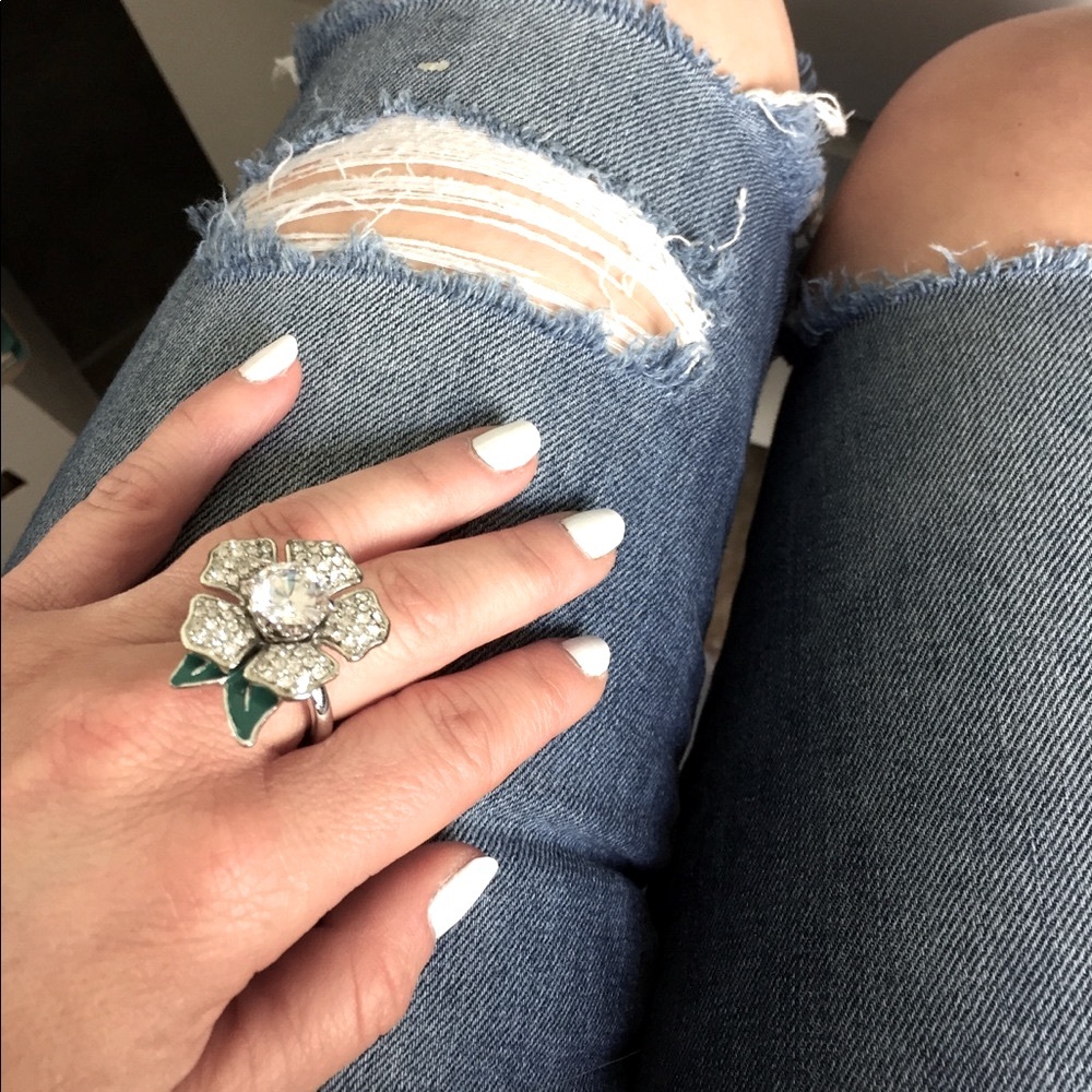 Crystal Flower Statement Ring